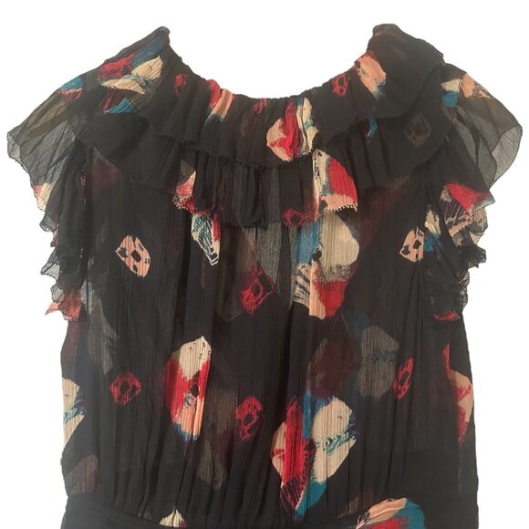 Ulla Johnson Zina Nocturne Ruffle Shibori Silk Crinkle Chiffon Mini Dress 2 - Picture 10 of 14